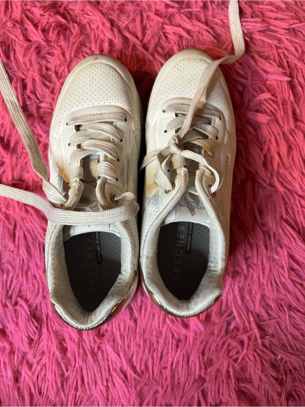 Skechers Kids White Cream Lace-Up Sneakers